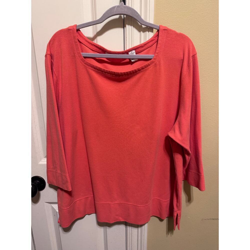 Josephine Chaus Women Coral Lightweight Crew Neck Sweatshirt Plus Size 2